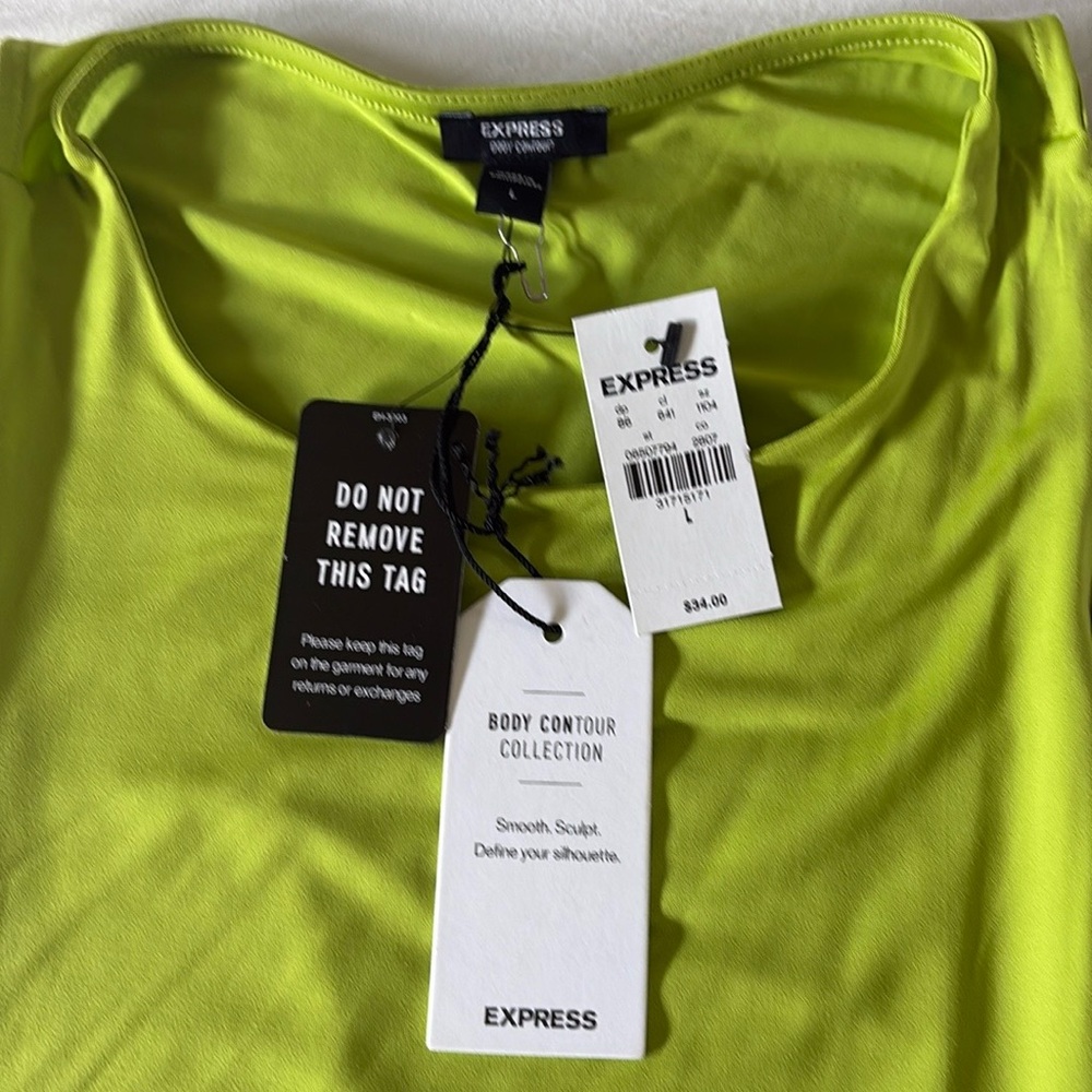 EXPRESS Body Contour Collection Lime green Bodysuit - Picture 2 of 5